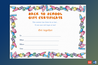 School Gift Certificate Sample