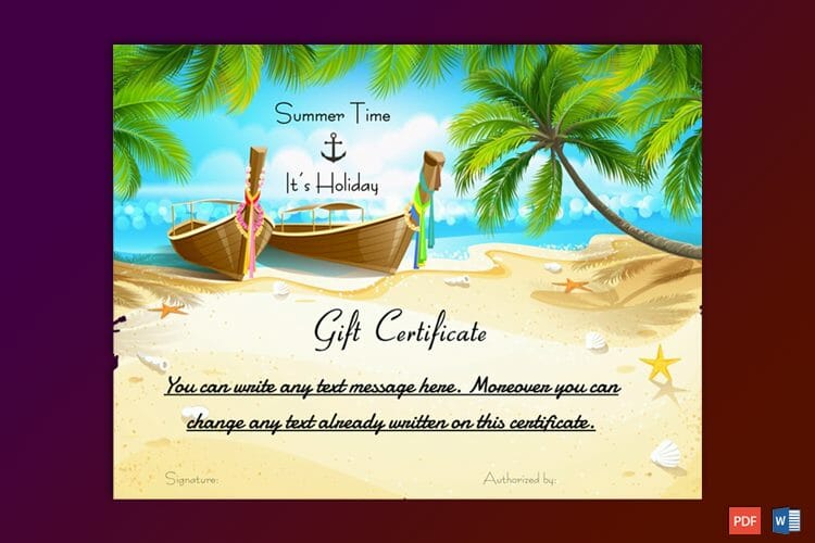 Holiday gift certificate