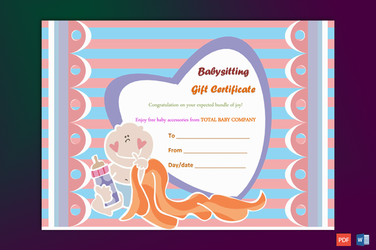 Babysitting Gift Certificate Sample