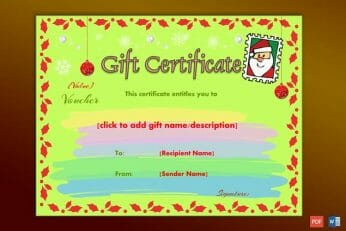 Editable Christmas gift certificate