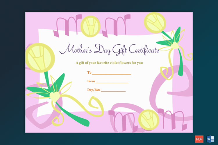 Sample of Mother's Day Gift Certificate