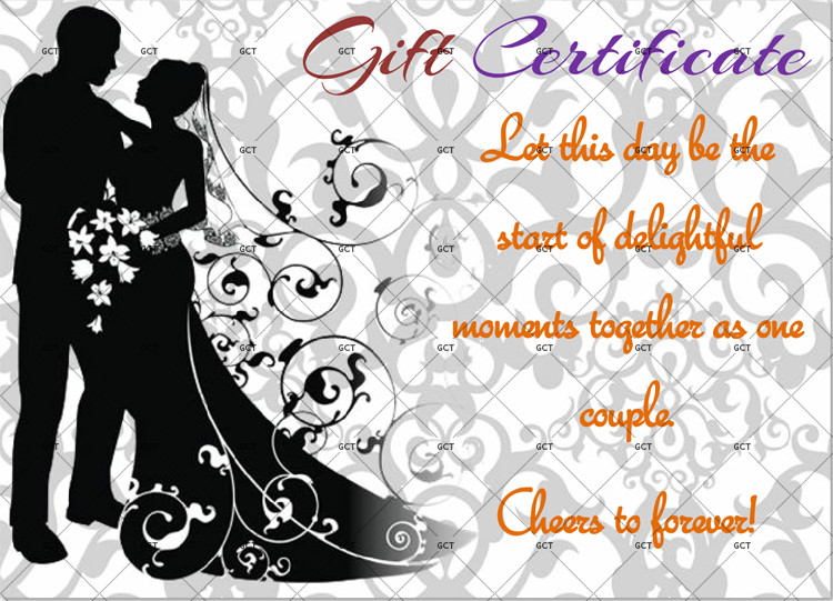 Wedding Gift Certificate Sample