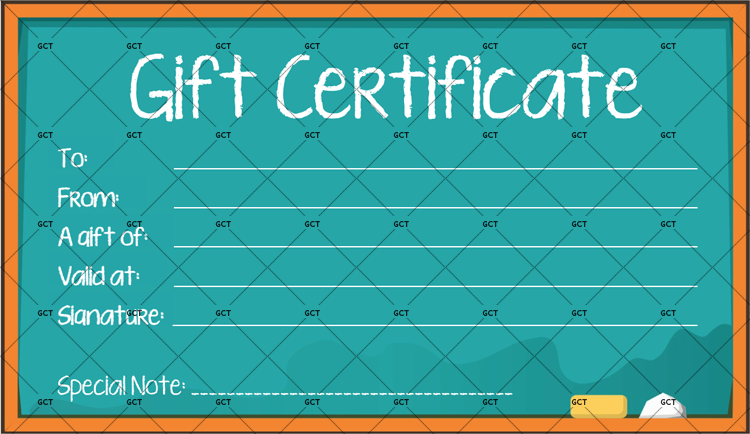 school gift certificate sample