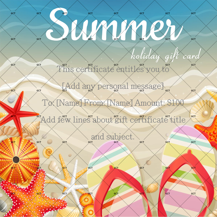 summer holidays gift certificate