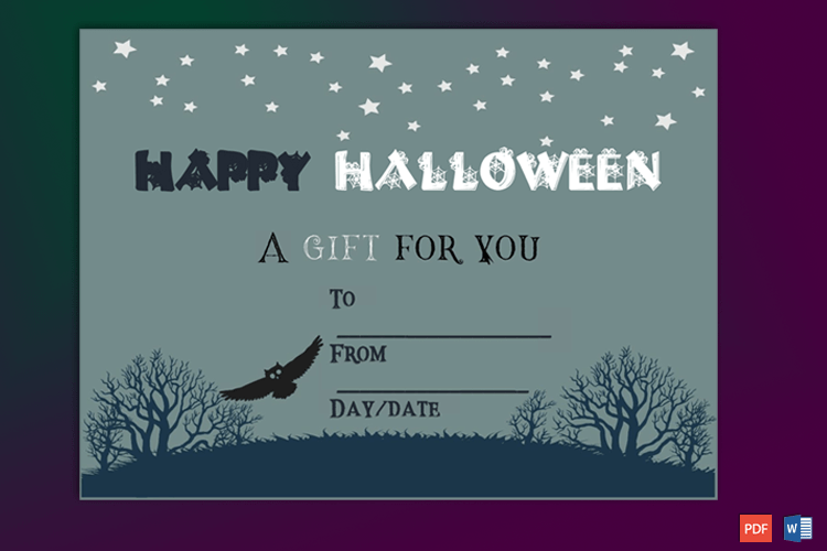 Halloween Gift Certifiate Sample