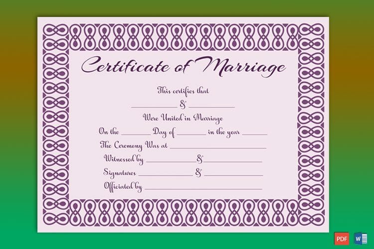 Marriage Certificate Template (Purple) - GCT