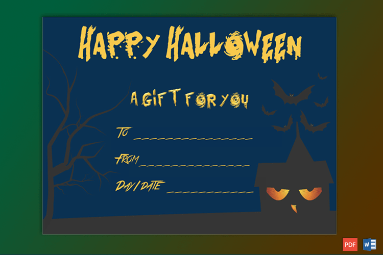 Editable Halloween Gift Certificate