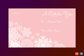 Artistic Flakes Christmas Gift Certificate Template pr