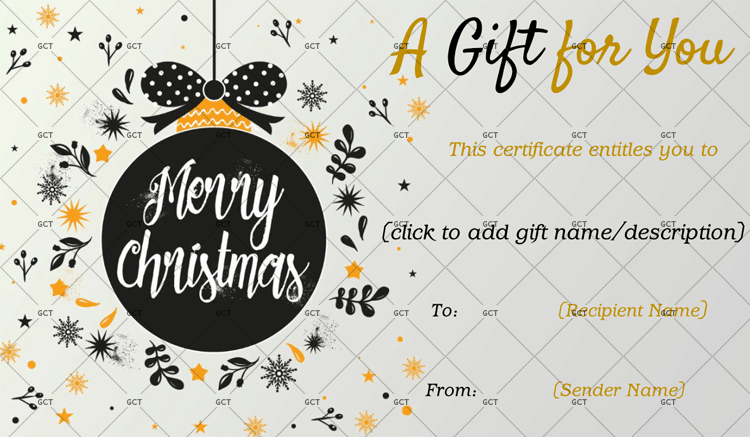 Christmas Gift Certificate (Chic Ornament Design) pr