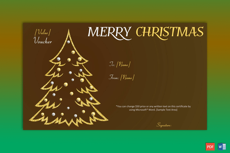 Christmas Gift Certificate (Gold Tree) pr