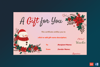 Christmas Gift Certificate - Smiling Snowman pr 2