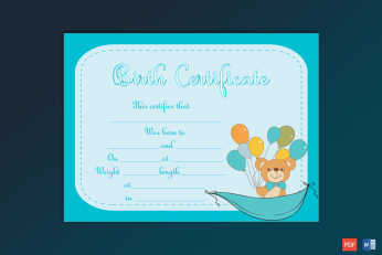 Birth-Certificate-Template-(Ballons,-#4375)-Preview