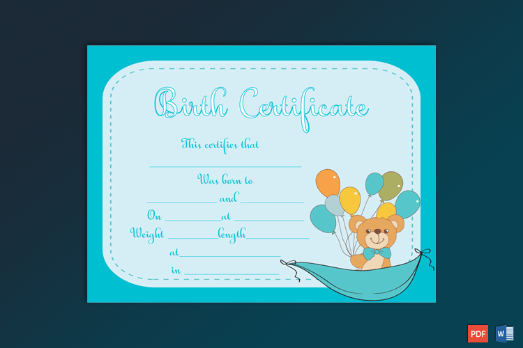 Birth-Certificate-Template-(Ballons,-#4375)-Preview