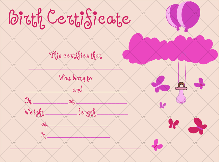 Birth-Certificate-Template-(Butterflies,-#4362)