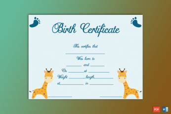 Birth-Certificate-Template-(Girrafe,-#4340)-Preview